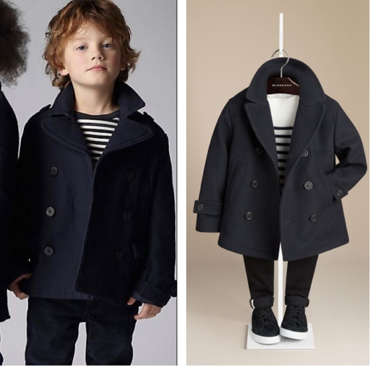 Burberry Kids Navy Pea Coat